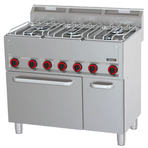 Fourneau gaz 5 feux avec four électrique ventilé GN 1/1 P 99 - C6FOG5FFEVP99