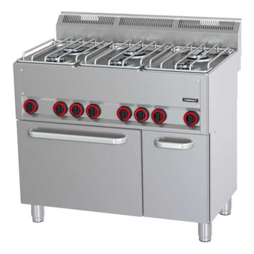 Fourneau gaz 6 feux avec four électrique ventilé GN 1/1 P 99 - C6FOG6FFEVP99