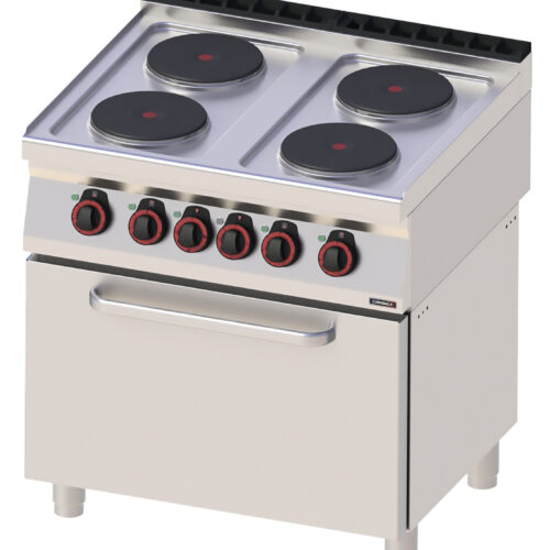 Fourneau électrique 4 feux avec four électrique statique GN 2/1 80 - C7FOE4FFS80