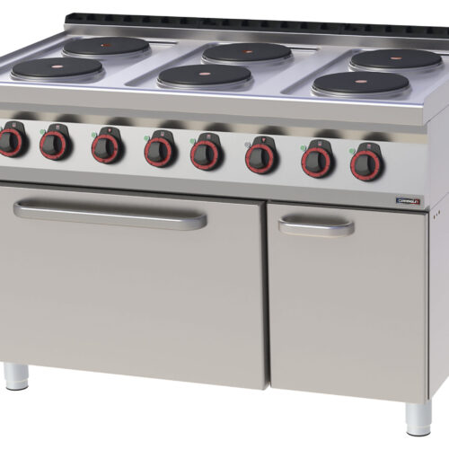 Fourneau électrique 6 feux avec four électrique statique GN 2/1 120 - C7FOE6FFS120