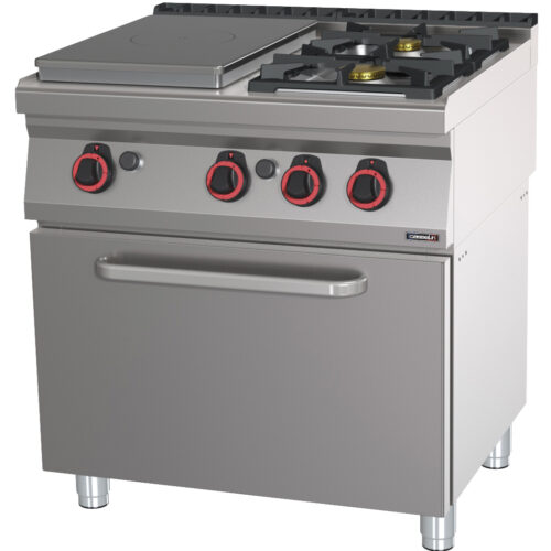 Fourneau gaz 2 feux + 1 plaque coup de feu avec four à gaz GN 1/1 80 - C7FOG2F1PFG80