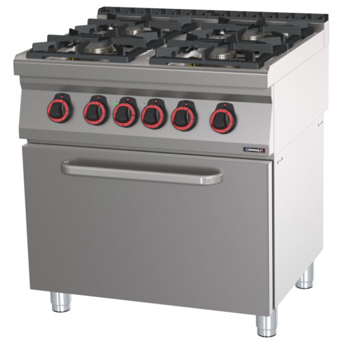 Fourneau gaz 4 feux avec four électrique statique GN 2/1 HP 80 - C7FOG4FFSHP80