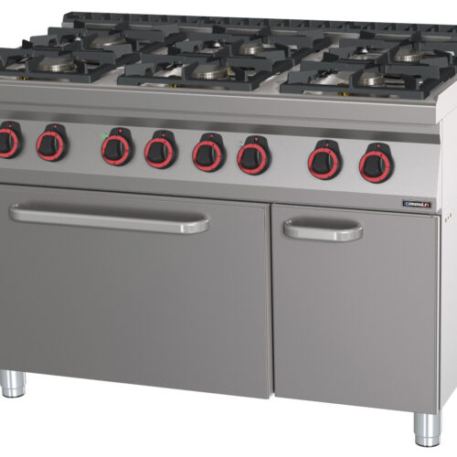 Fourneau gaz 6 feux avec four électrique statique GN 2/1 HP 120 - C7FOG6FFSHP120