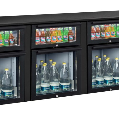 Arrière bar 3 x 2 tiroirs mixtes vitrés - CAB32TMV