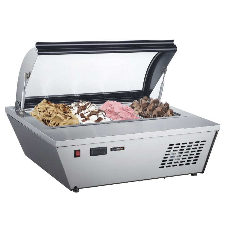 Vitrine a glaces a poser Casselin CVG413B, 4 bacs GN 1/3, couvercle vitre basculant
